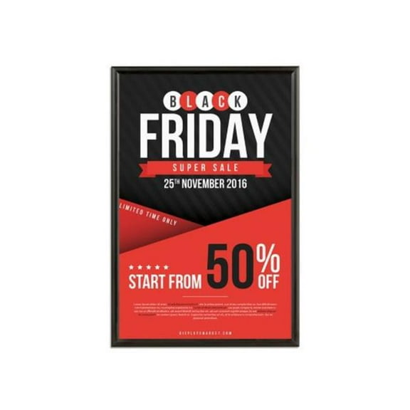 M&T Displays UCN255B024x7995 24 x 36 in. Snap Poster Frame with Mitred Corner - Black