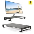 thumbnail image 1 of M&T Displays Universal Monitor Stand 31 lbs Safe Carrying Capacity, Aluminum Metal Shelf Organizer for Office Desk Accessories & TV Stands (Black) (2 Pack), 1 of 7