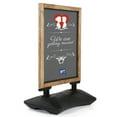 thumbnail image 1 of M&T Displays WindPro Wind Resistant Fir Wood Outdoor Pavement Sidewalk Sign with Magnetic Chalkboard, Durable HDPE Water Base and 2 Magnetic PET Covers (23.2x30.7, Dark Wood - Black), 1 of 8