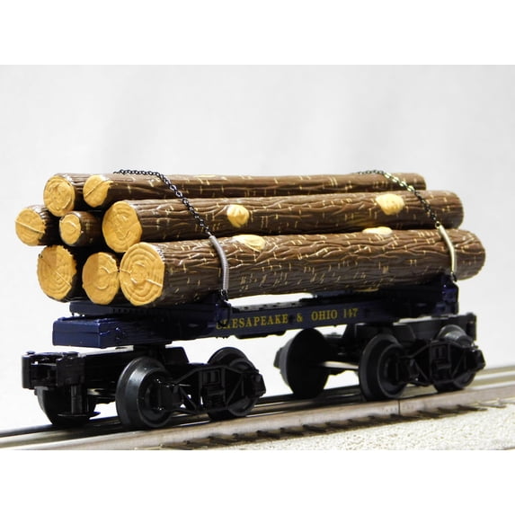 M.T.H. Electric Trains MTH Premier Chesapeake & Ohio Skeleton FLATCAR w/LOGS O Gauge 20-92334 (147)