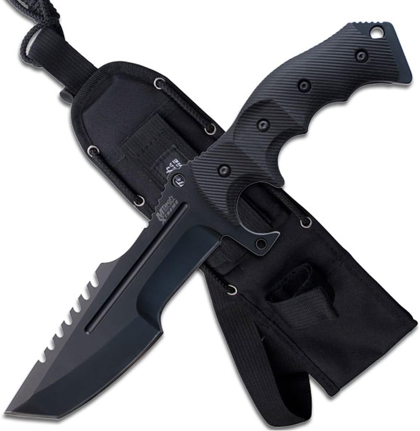 M-Tech USA Extreme Stealth Black Finished Fixed Blade, G10 Handle for Superior Grip, Nylon Sheath Included