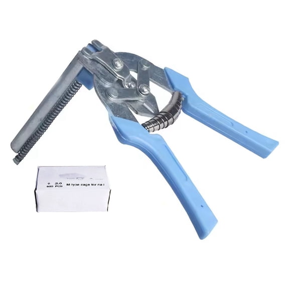 M Type Nailer Wire Ringer Fastener Stapler with 600 Clips Suitable for Various Applications in Garden and Home,1 * Ring pliers 600 * M-type nails,As Shown