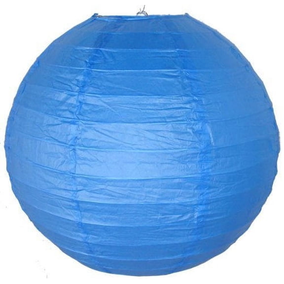 M.V. Trading LNT16ER-BL Colorful Chinese/Japanese Round Paper Lanterns with Metal Frame, 16-Inches, Blue