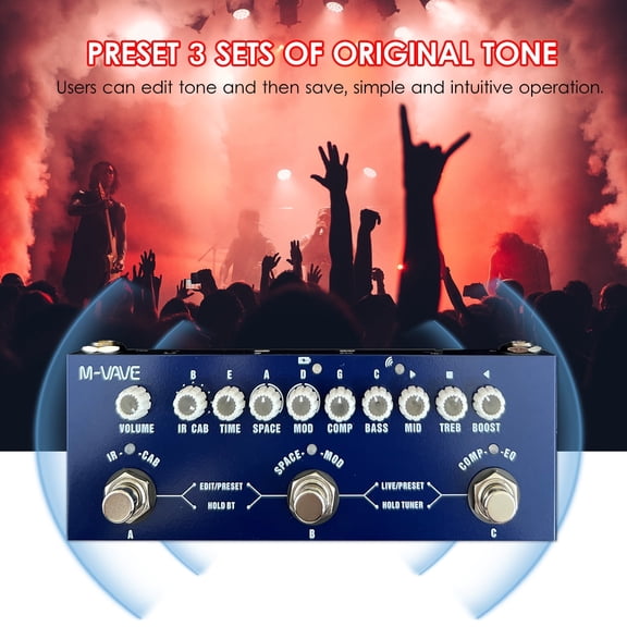 M-VAVE CUBE BABY Portable Multifunctional Bass Combined Effect Pedal with Wireless Music Playback Phone Recording Audio Interface Function