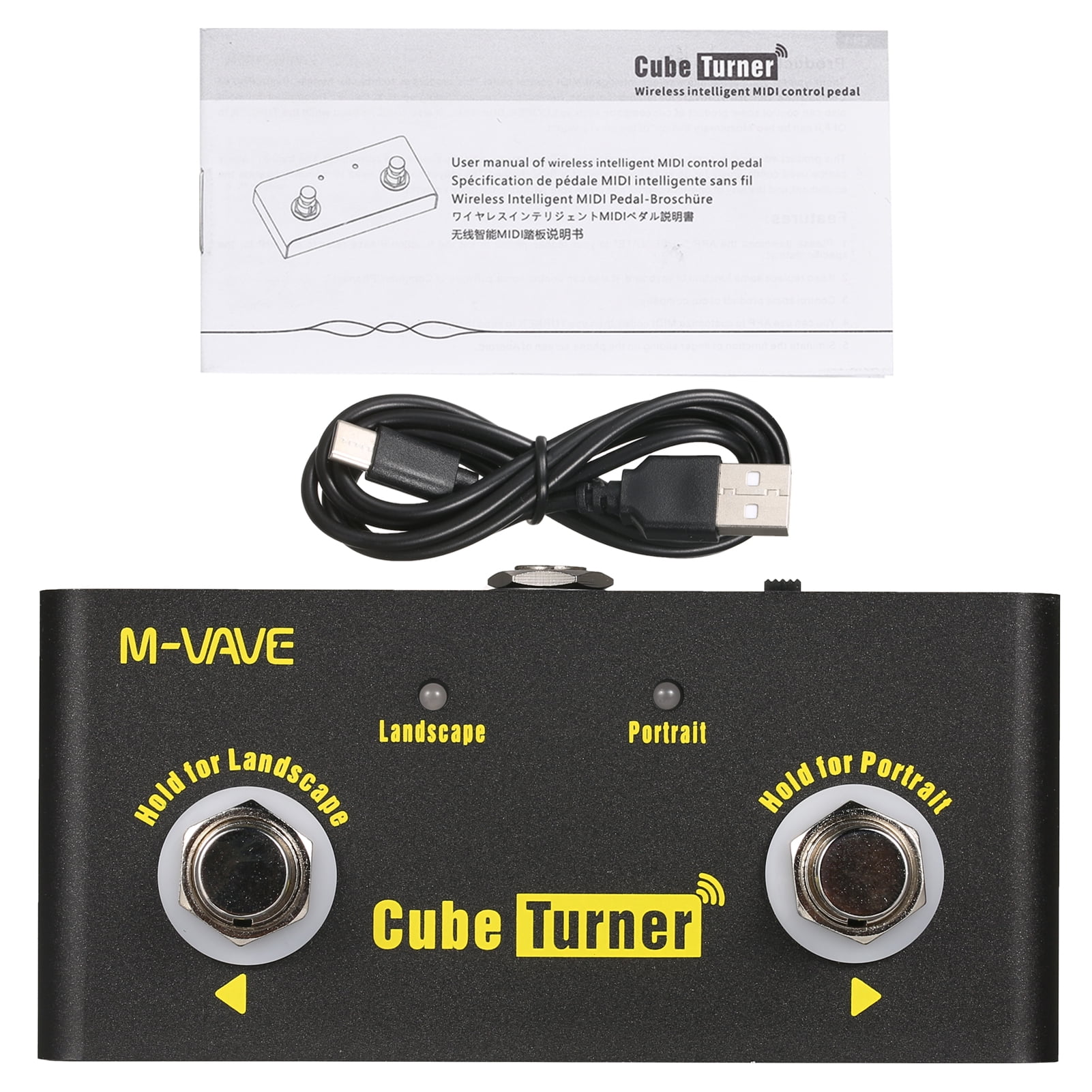 M-VAVE Cube Turner Wireless Page Turner Pedal Rechargeable Sheet Turner Supports Looper Connection Compatible with Android iOS Smartphones Tablets