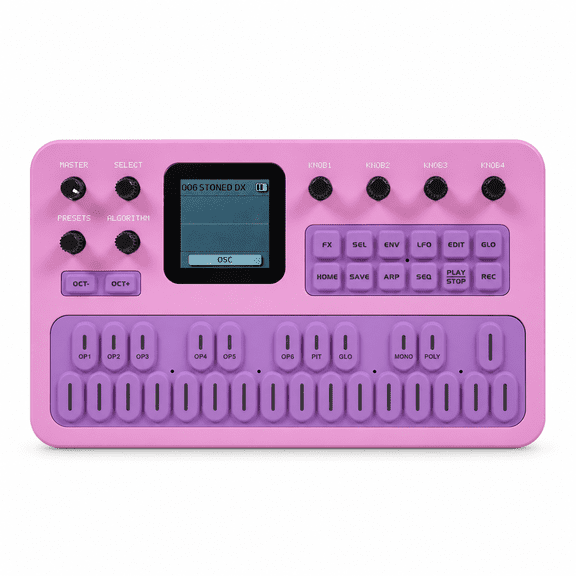M-VAVE-FM-1 Portable FM Synthesizer, 27-Key Keyboard, 128 Presets, Built-In Speaker, Purple