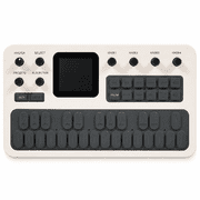 M-VAVE FM-1 Portable FM Synthesizer, 27-Key Mini Keyboard, 6-Operator Engine, 128 Presets, Sequencer and Speaker, White/Gray