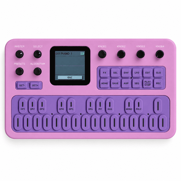 M-VAVE FM-1 Portable FM Synthesizer, 27-Key Mini Keyboard, 6 Operators, 128 Presets, Built-In Speaker, Purple