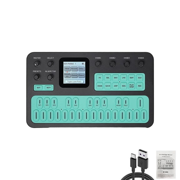 M-VAVE FM-1 Synthesizer Keyboard, 27-Key Portable 6-Operator FM Synth with 128 Presets, Bluetooth USB & 3.5mm MIDI, Sequencer, Arpeggiator, Effects & Speaker