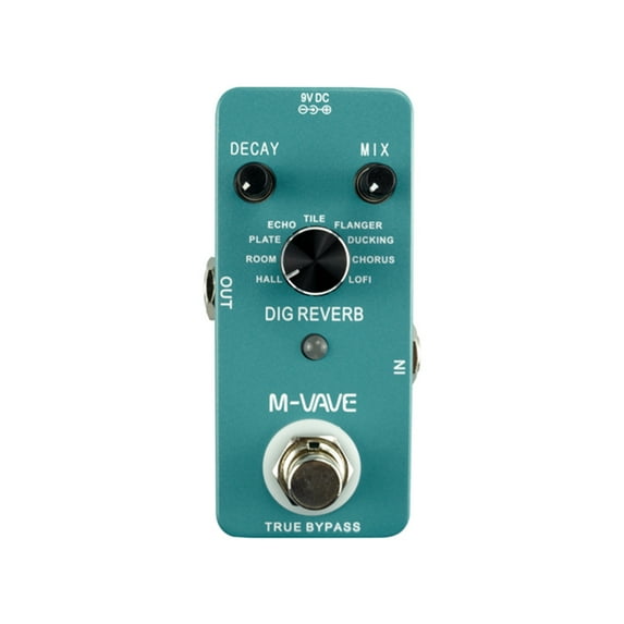 M-VAVE Guitar Effect Pedal DIG REVERB with Digital Reverb 9 Types Decay Mix Control Full Metal Shell True Bypass