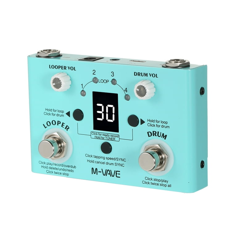 M-VAVE LOST TEMPO Effect Pedal Drum & Looper Effector 2-in-1 Looper & Drum  Machine Double Looper Pedal Looper Guitar Pedal 30 Drums & 4 Loops High