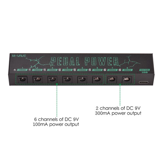 M-VAVE PEDAL POWER Guitar Pedal Power Guitar Effector Power Supply 8 Isolated DC Output