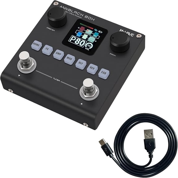 M-VAVE Pocket AMP Effect Pedal, Guitar Bass 6 Modules, 80+ Built-in Presets Acoustic Effects, Chorus Delay Reverb IR CAB Modulation Tremolo Stereo TRS, USB Type-C Audio Interface