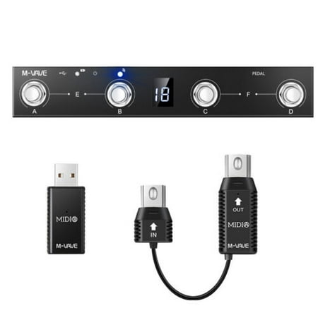 M-VAVE Rechargeable Bluetooth Wireless MIDI Controller MIDI Foot Pedal + MIDI Adapter