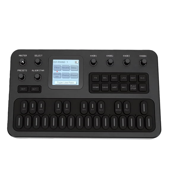 M-VAVE Wireless FM Synthesizer with Built-in Speaker & Battery, 6 Operators, 32 Algorithms, 128 Presets, TFT Display, Arpeggiator, and 16-Step Sequencer (Black)