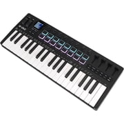M-WAVE 37 Key USB MIDI Keyboard Controller With 16 Backlit Drum Pads, Bluetooth Semi Weighted Professional dynamic keybed 8 Knobs and Music Production,Software Included,Black