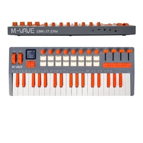 M-WAVE 37 Key USB MIDI Keyboard Controller With 16 RGB Pad, Bluetooth Semi Weighted Professional dynamic keybed 8 Knobs,Compatible with Major OS and for DAW