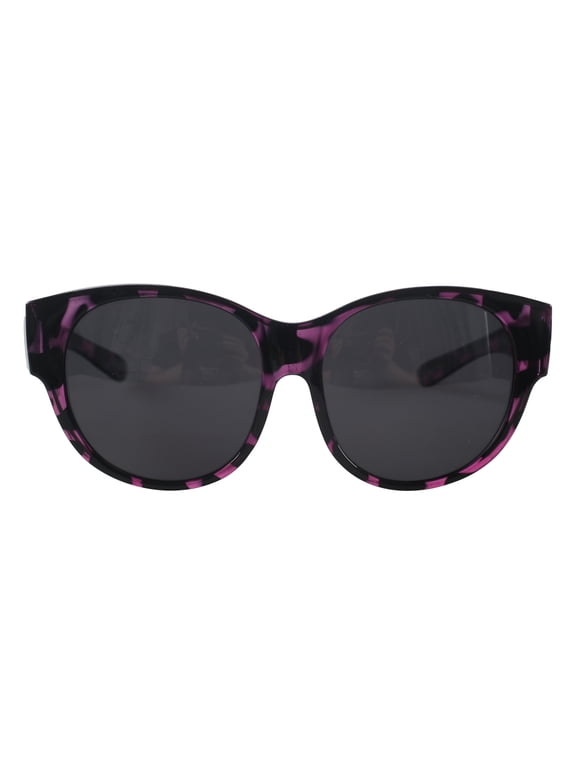 M+ Women's Polarized Fitover Sun Plastic Purple Tortoise with Dark Grey Lenses, Solana