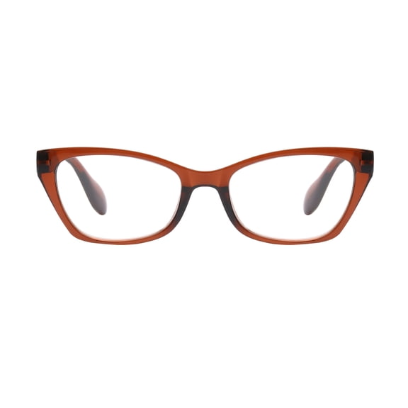 M+ Womens Spring Hinge Plastic Reading Glasses Crybn 3.25 Maya in Crystal Brown with Pouch