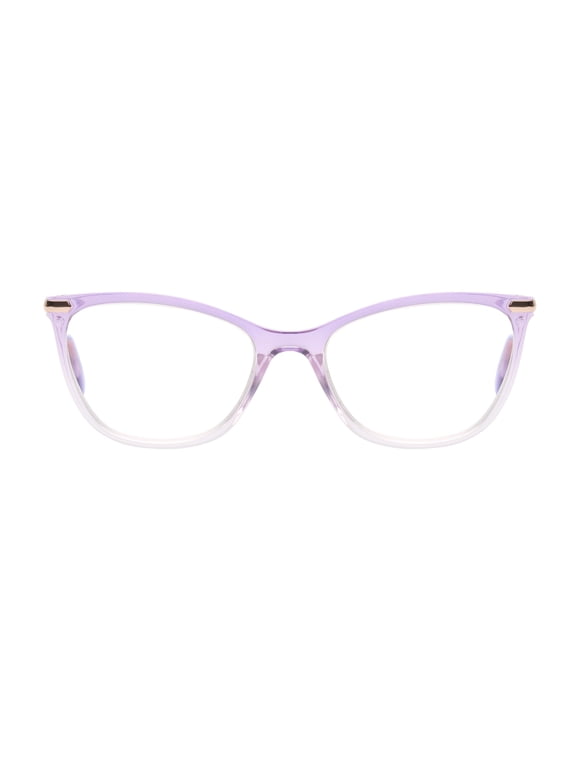 M+ Womens Spring Hinge Plastic Reading Glasses 1.25 Harriet in Crystal Purple with Pouch
