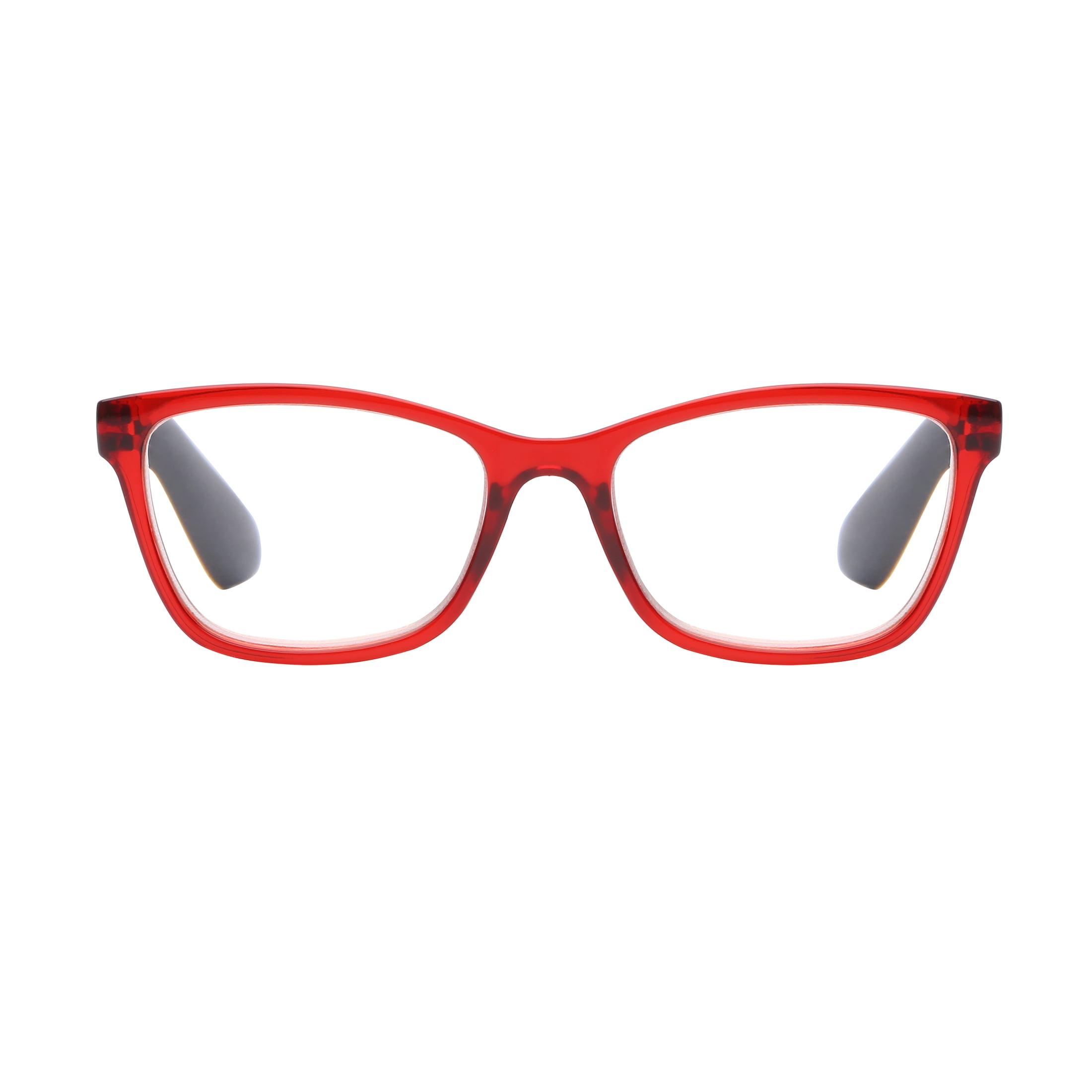 M+ Womens Spring Hinge Plastic Reading Glasses Cryrd 2.00 Rosa in Crystal Red with Pouch