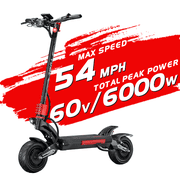 M YUME SCOOTER Raptor2 6000W Electric Scooter,Speed 54Mph,62 Miles Rang,60V 27Ah Escooter,11 inch Foldable Dual Motor Escooter for Adults