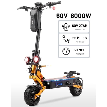 M YUME SCOOTER X11+ Electric Scooter,6000W Motor,50MPH,56Mile Range,60V 27Ah Battery,Foldable E-scooter with 11" Tires for Adults