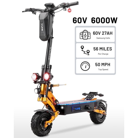 M YUME SCOOTER X11+ Electric Scooter,6000W Motor,50MPH,56Mile Range,60V 27Ah Battery,Foldable E-scooter with 11" Tires for Adults