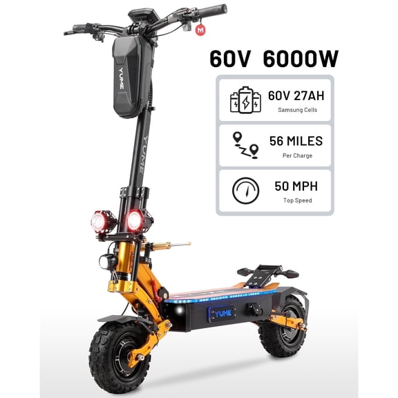M YUME SCOOTER X11+ Electric Scooter,6000W Motor,50MPH,56Mile Range,60V 27Ah Battery,Foldable E-scooter with 11" Tires for Adults