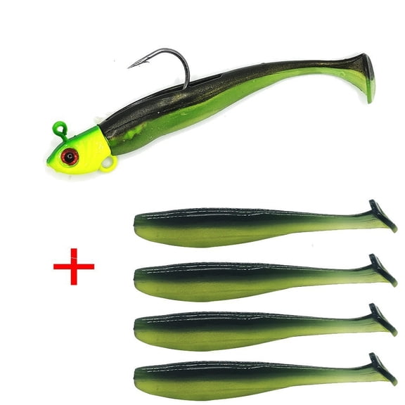 M altemura 5 Pack Realistic Soft Fishing Lures with Hooks, Lifelike Swimbaits Artificial Fish Bait for Bass Trout Walleye Freshwater Saltwater Fishing