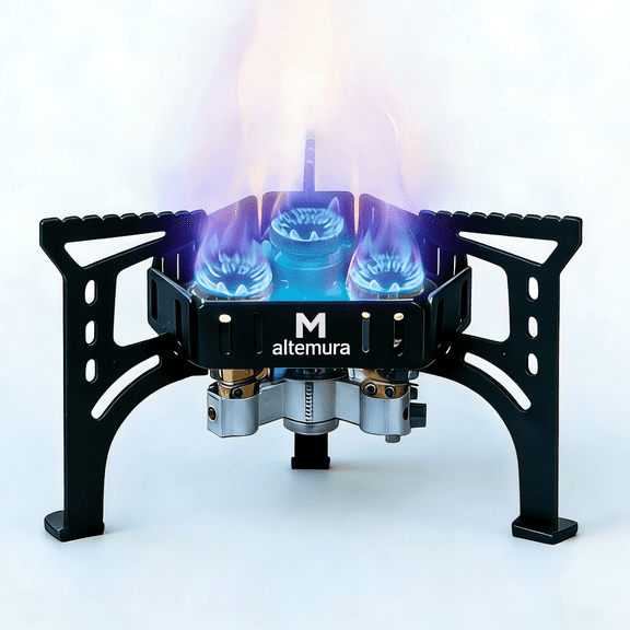 M altemura 6500W Portable Camping Stove, Folding Windproof Gas Burner with Electronic Ignition & 100cm Hose, Stainless Steel Backpacking Stove for Camping Hiking Outdoor Cooking