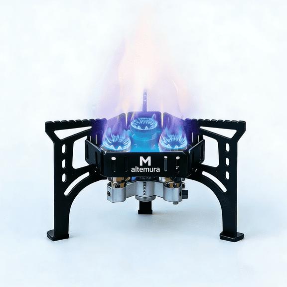 M altemura 6500W Portable Camping Stove, Folding Windproof Gas Burner with Electronic Ignition & 100cm Hose, Stainless Steel Backpacking Stove for Camping Hiking Outdoor Cooking