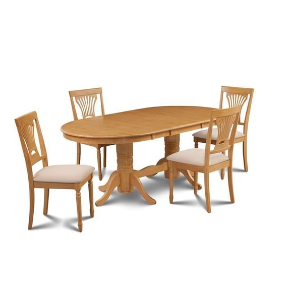 M&D Furniture SOME5-OAK-C 5 Piece dining room set table with a butterfly leaf and 4 dining chairs in Oak finish