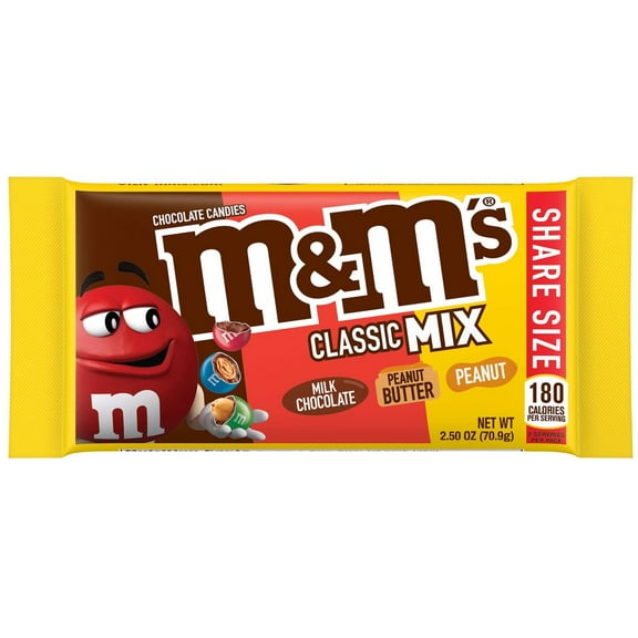 M and MS Milk Chocolate Peanut Butter and Peanut Chocolate Candy - Classic Mix, 2.5 Ounce -- 108 per case.