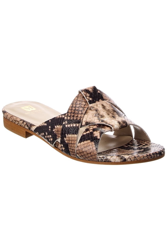 M by Bruno Magli Andria Leather Flat Sandal, 10, Beige