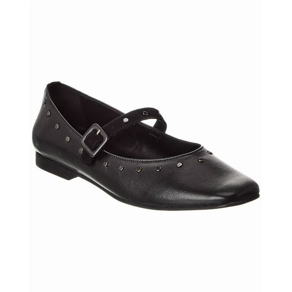 M by Bruno Magli Elissa Leather Flat, 7.5, Black