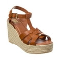 thumbnail image 1 of M by Bruno Magli Estra Leather Wedge Sandal, 6.5, Brown, 1 of 5