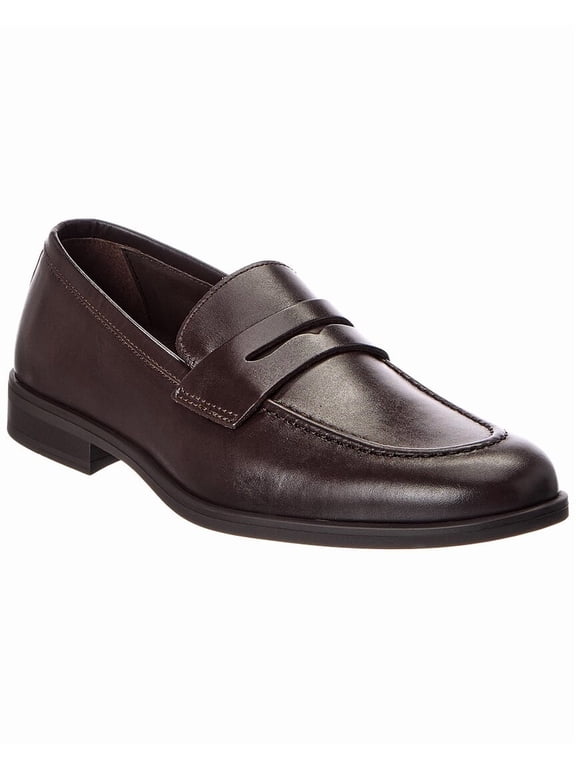 M by Bruno Magli Fabrizio Leather Penny Loafer, 13, Brown