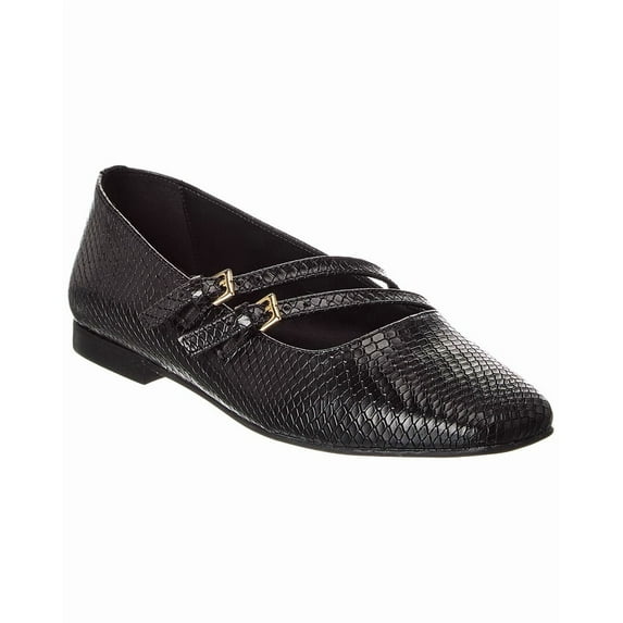 M by Bruno Magli Melia Snake-Embossed Leather Flat, 8, Black