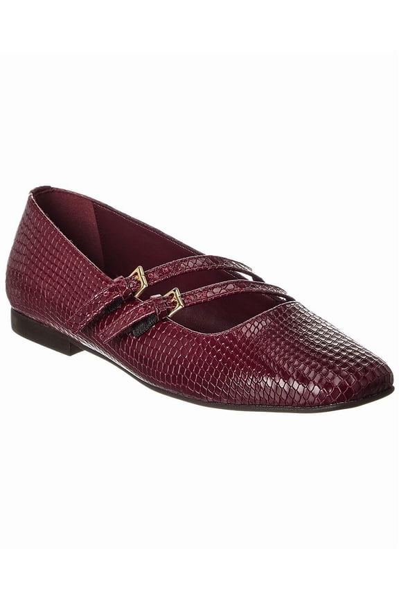 M by Bruno Magli Melia Snake-Embossed Leather Flat, 8, Red