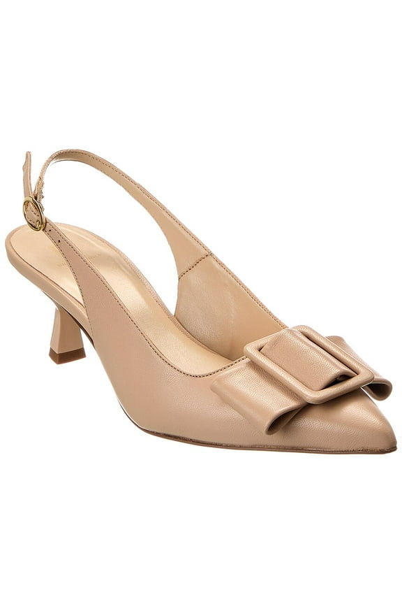 M by Bruno Magli Mona Leather Slingback Sandal, 7, Brown