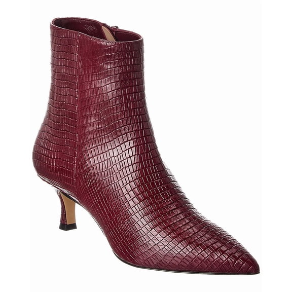 M by Bruno Magli Nerina Snake-Embossed Leather Bootie, 7, Red
