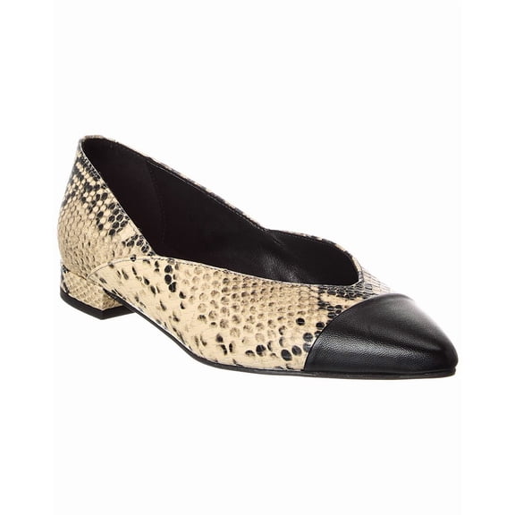 M by Bruno Magli Parma Snake-Embossed Leather Flat, 7, Brown