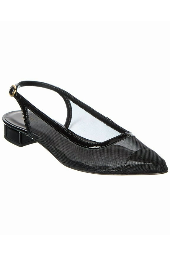 M by Bruno Magli Polina Mesh & Leather Slingback Pump, 7, Black