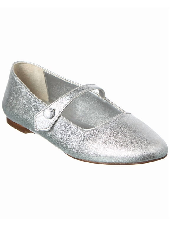 M by Bruno Magli Sofia Leather Flat, 10, Silver