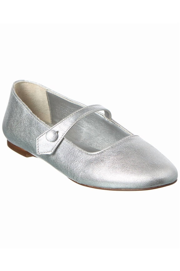 M by Bruno Magli Sofia Leather Flat, 7.5, Silver