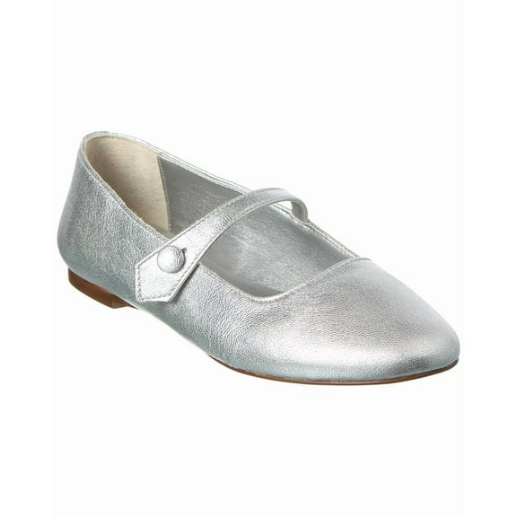 M by Bruno Magli Sofia Leather Flat, 9.5, Silver