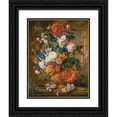 thumbnail image 1 of Mélanie de Comolera 20x24 Black Ornate Framed Double Matted Museum Art Print Titled: Peonies, Roses, Carnations, an Iris, Anemones, Auricula and Other Flowers in a Terracotta Vase, 1 of 5