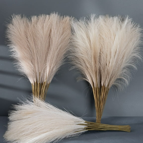 M'lis Fluffy Beige Artificial Pampas Grass 49cm Cloth Floral Picks (6 Count)