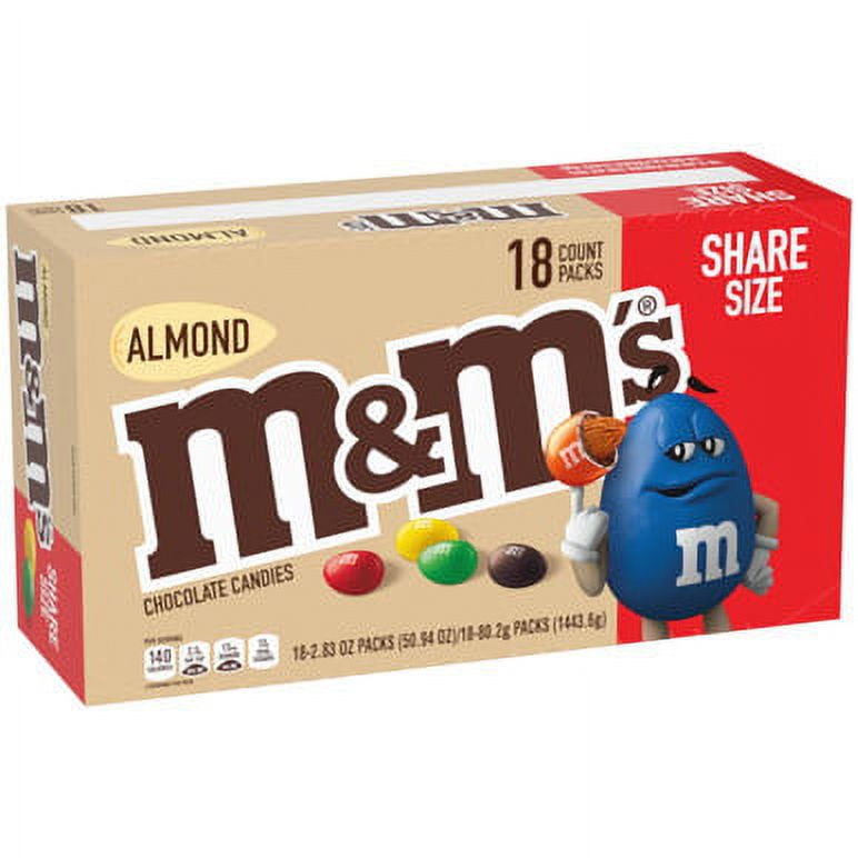 M&M's Chocolate Candies, Almond, Sharing Size, 2.83 oz. Bags (case of 18),  18 Count - Harris Teeter